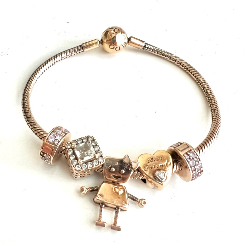 Rose Gold Pandora Bracelet w/charms